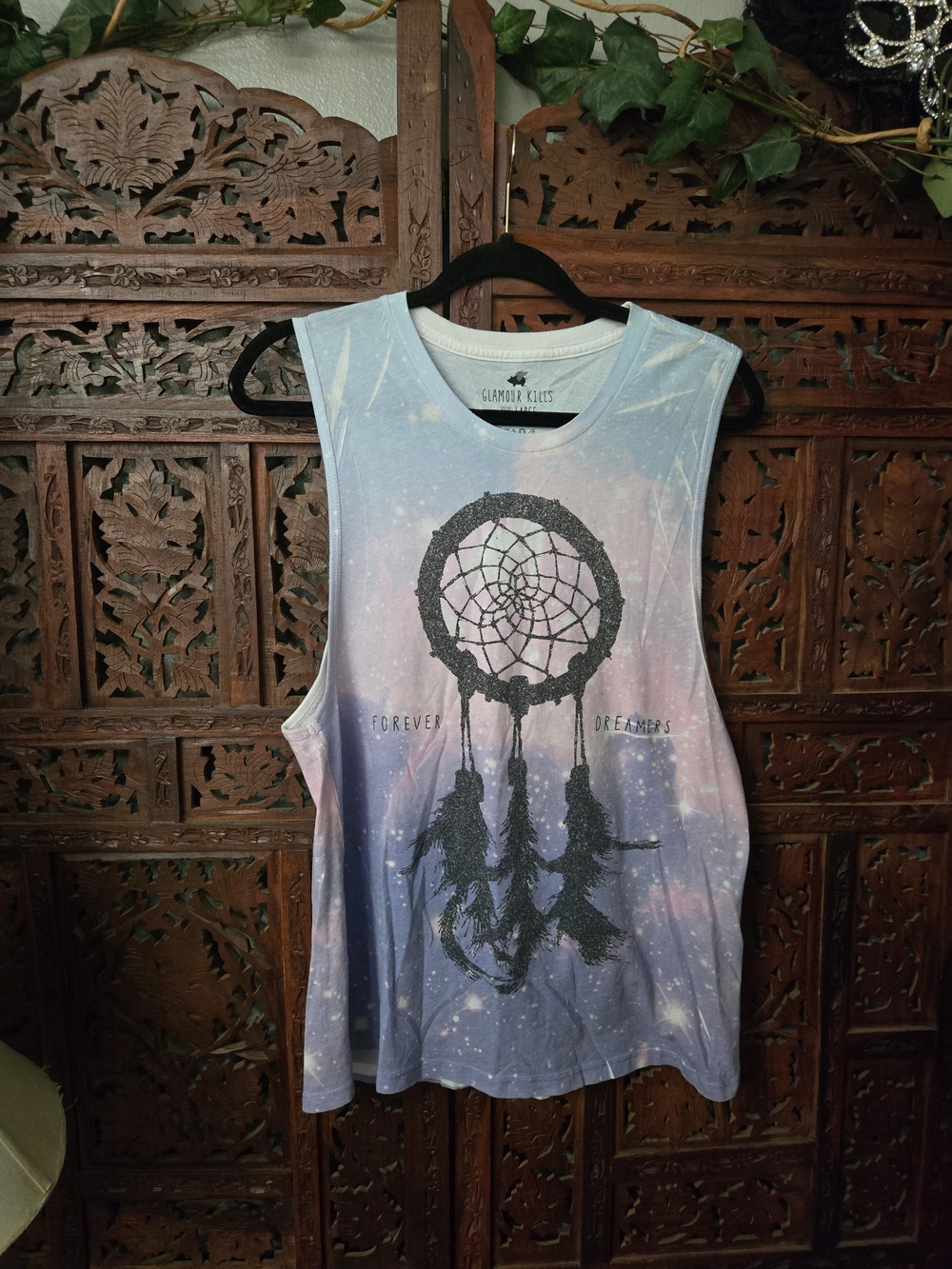Glamour Kills Women's Galaxy Dreamcatcher Muscle Tank - Pink & Blue